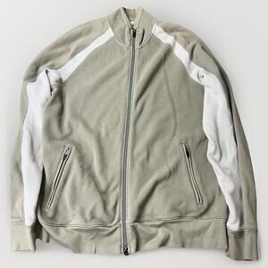 Eddie Bauer Sweater Men’s XL Beige Ribbed Knit Full Zip Mock Neck Jacket Outdoor